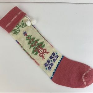 Vtg 80s 90s Sweater Knit Christmas Stocking Mauve